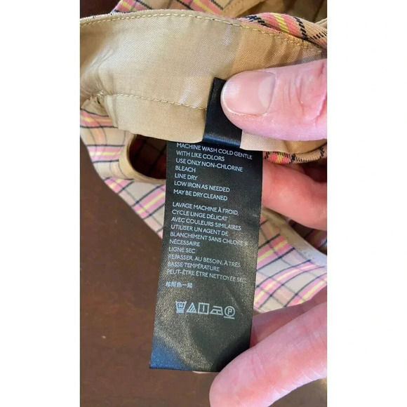 Anthropologie Essential Slim Pant Pink Tan Plaid Trouser Size 10 Career Work - Picture 13 of 14